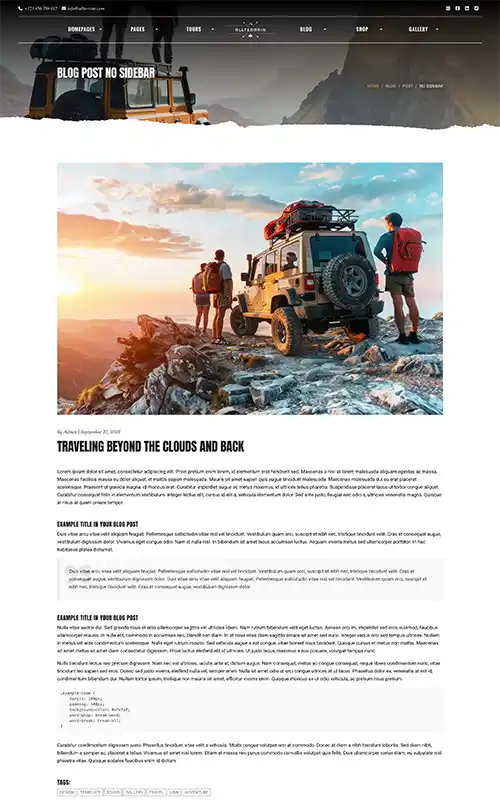 AllTerrain - Blog Post No Sidebar