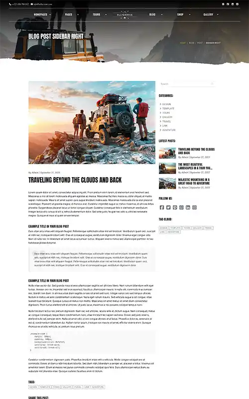 AllTerrain - Blog Post Sidebar Right